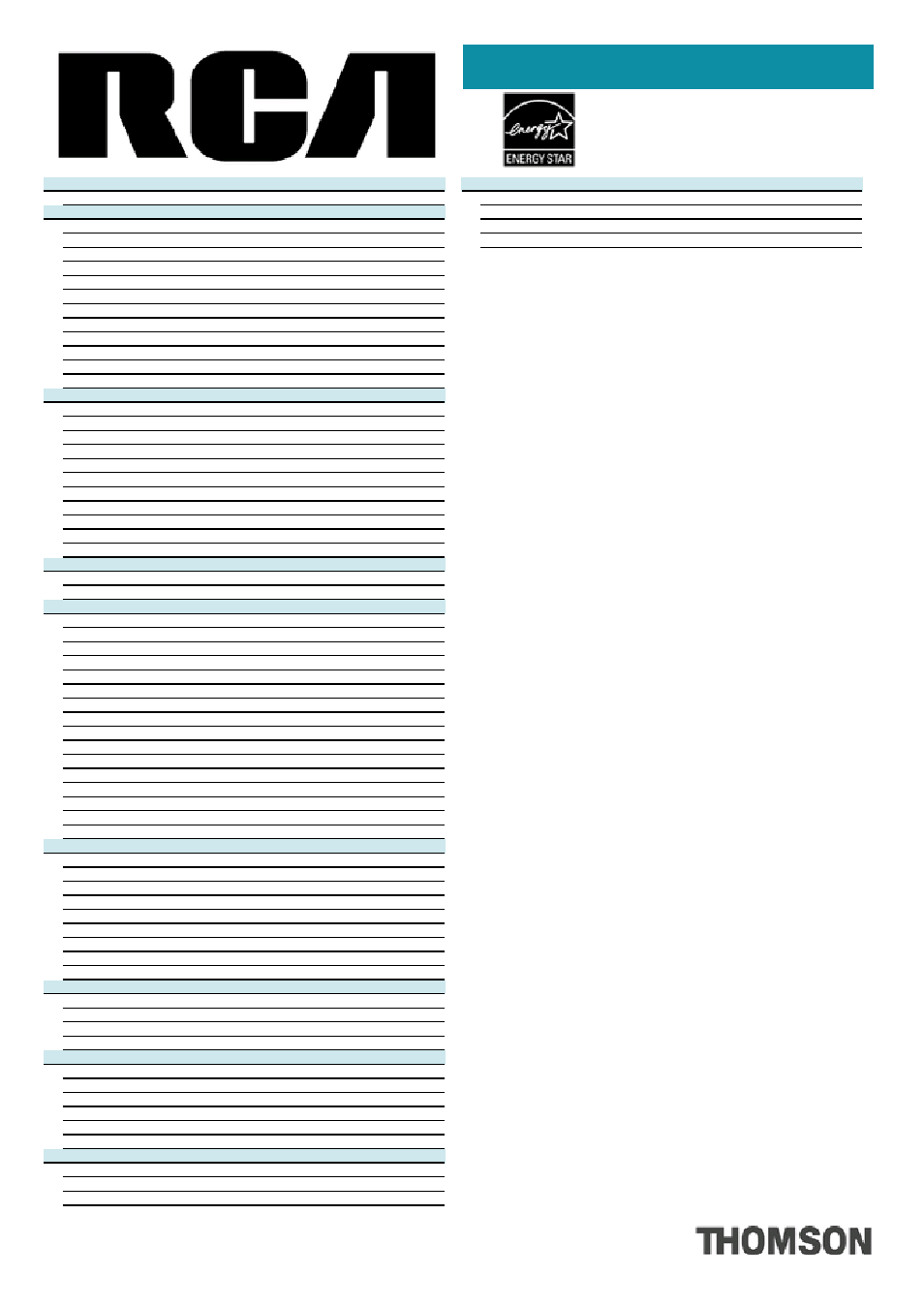 Technical specifications | RCA 27V550T User Manual | Page 2 / 2