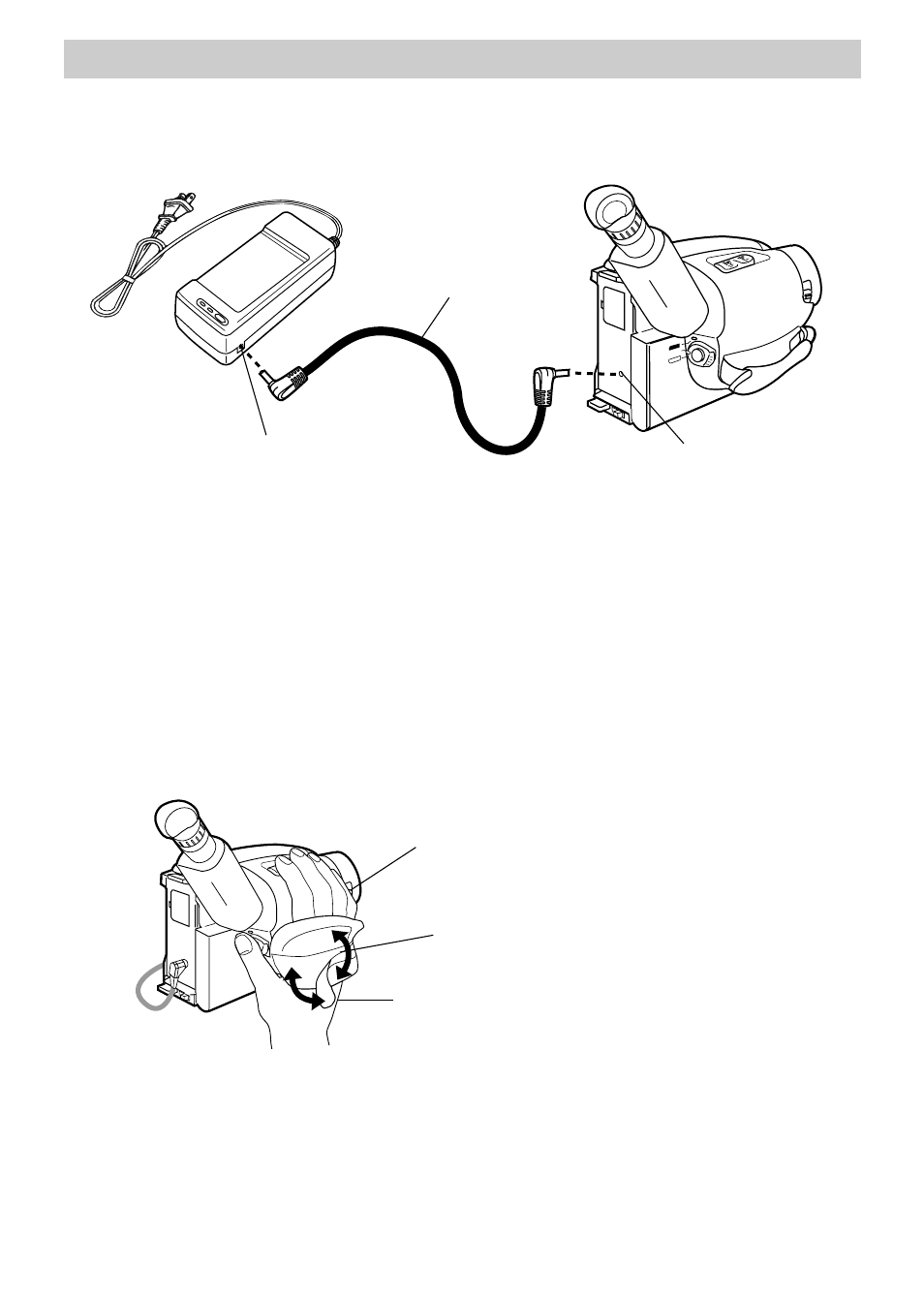 Attach the adapter/charger, Adjusting the handstrap, Opening the lens cover | First-time operation, Adjust the handstrap to fit your hand, Slide lens cover control to open lens cover | RCA CC6151 User Manual | Page 6 / 90