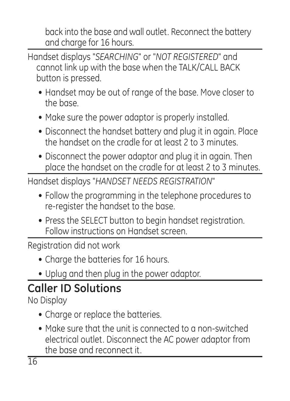 Caller id solutions | RCA Model 28301 User Manual | Page 16 / 48