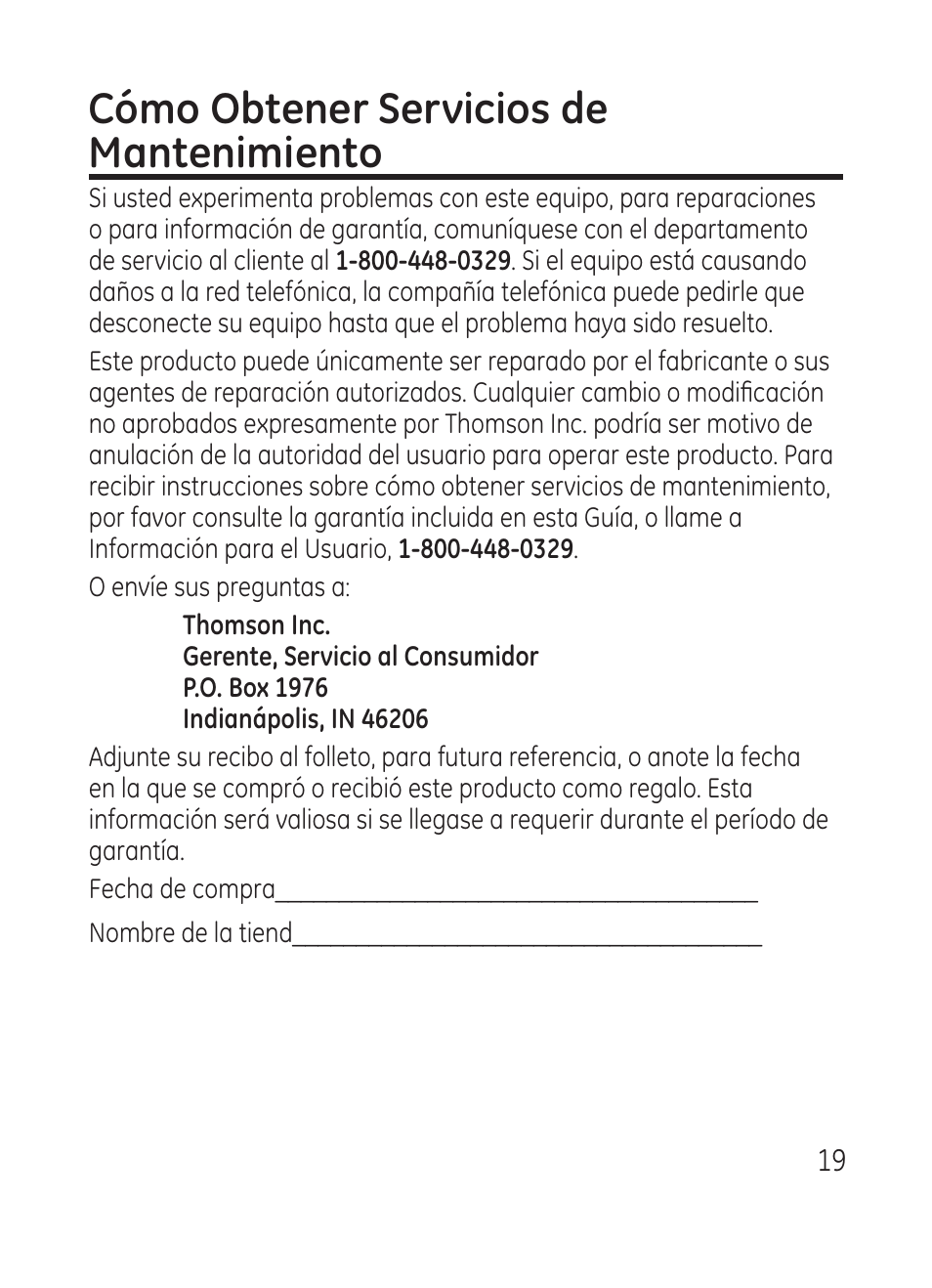Cómo obtener servicios de mantenimiento | RCA Model 28301 User Manual | Page 43 / 48