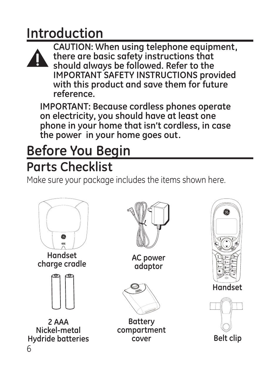 Introduction, Before you begin, Parts checklist | RCA Model 28301 User Manual | Page 6 / 48
