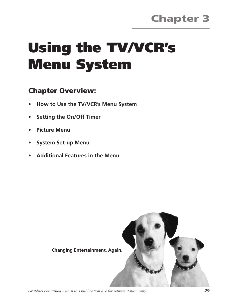 Using the tv/vcr’s menu system, Chapter 3, Chapter overview | RCA T25208 User Manual | Page 31 / 44