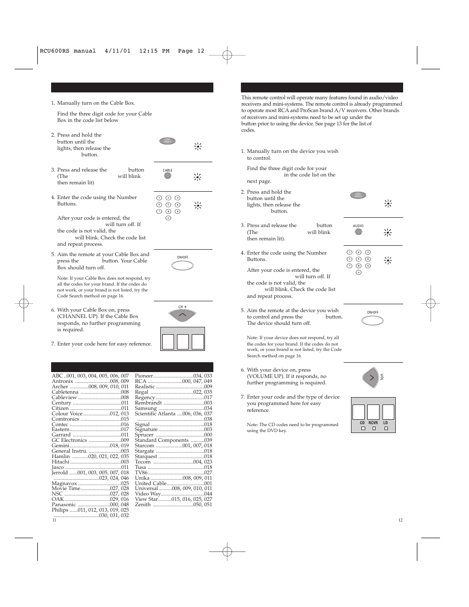 RCA SystemLink 6 AV RCU600RS User Manual | Page 7 / 12