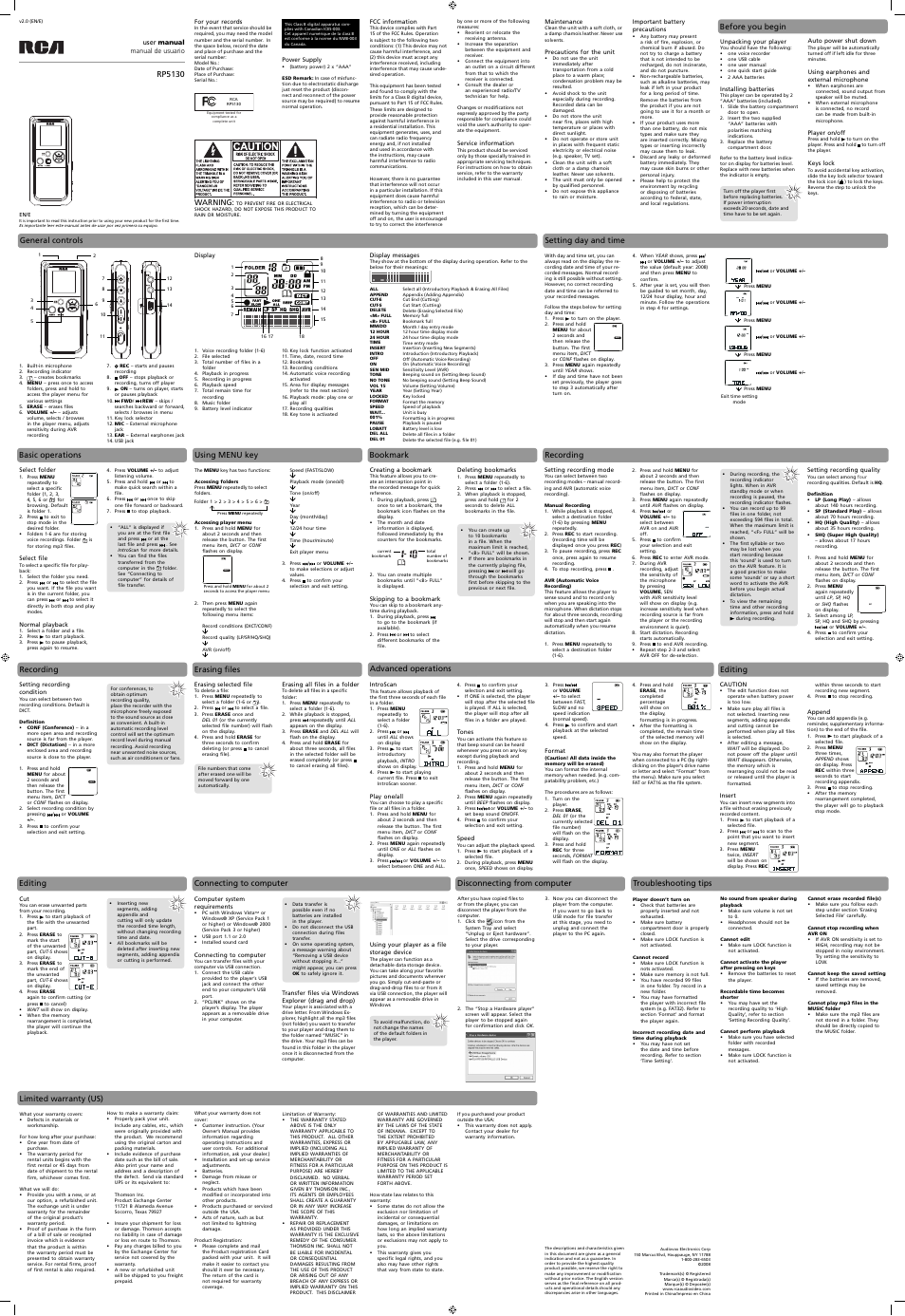 RCA RP5130 User Manual | 1 page