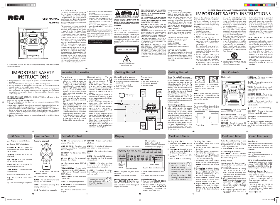 RCA RS2769iS User Manual | 2 pages