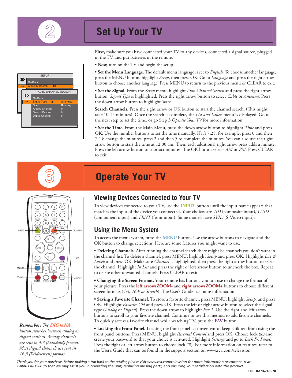 Choose your connections set up your tv, Operate your tv, Start guide | Viewing devices connected to your tv, Using the menu system, Quality connects to... cables needed, Jacks, Component video audio | RCA 27F524T User Manual | Page 2 / 2