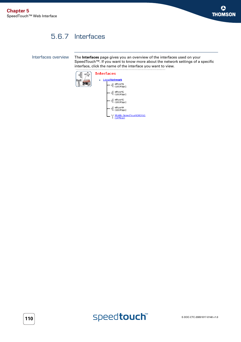 7 interfaces, Interfaces overview, Interfaces | RCA SpeedTouchTM706 User Manual | Page 118 / 132