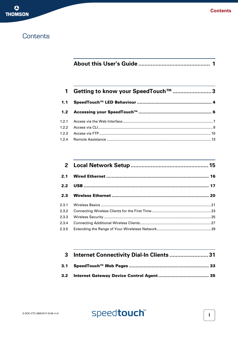 RCA SpeedTouchTM706 User Manual | Page 5 / 132