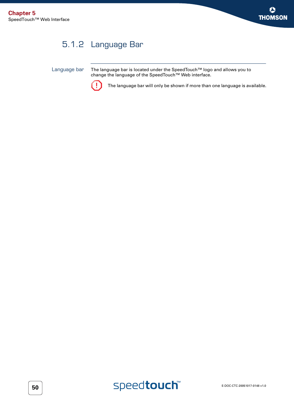 2 language bar, Language bar | RCA SpeedTouchTM706 User Manual | Page 58 / 132