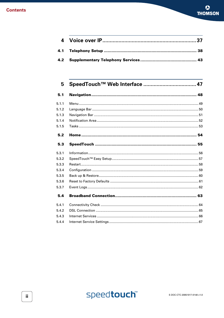 RCA SpeedTouchTM706 User Manual | Page 6 / 132