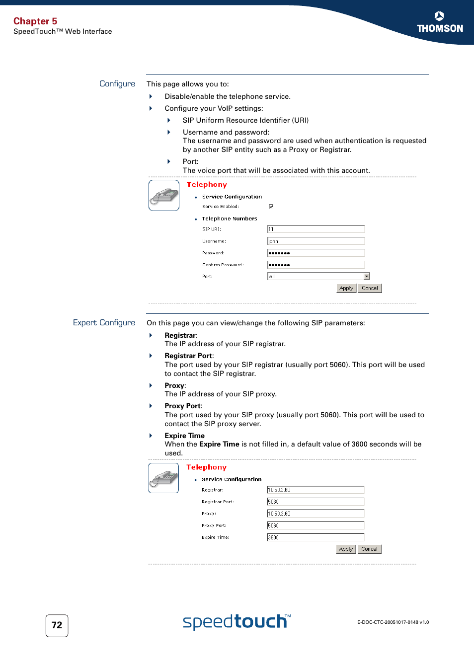 Configure, Expert configure, Chapter 5 | RCA SpeedTouchTM706 User Manual | Page 80 / 132