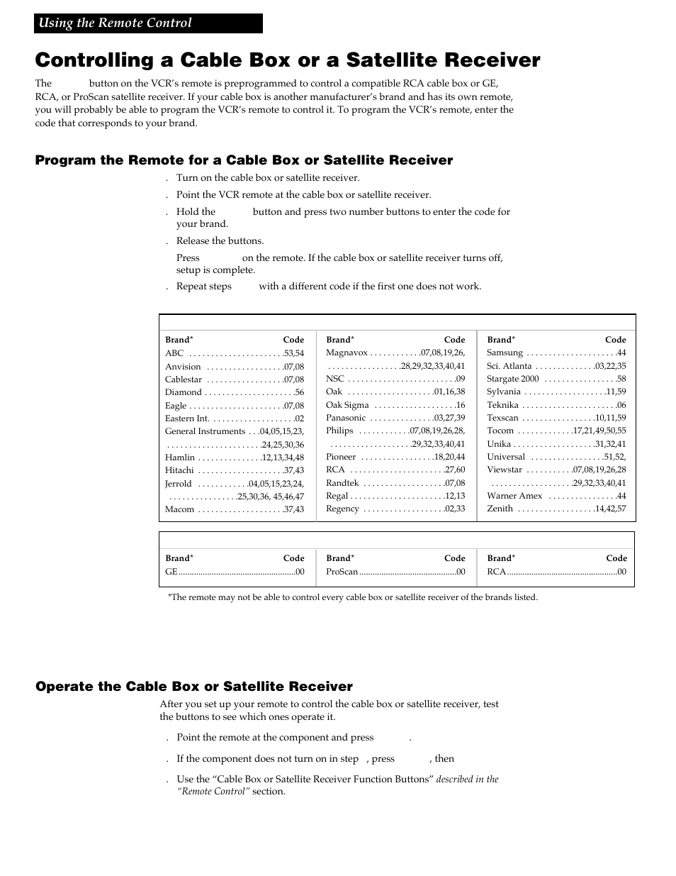 Controlling a cable box or a satellite receiver, 14 using the remote control, Operate the cable box or satellite receiver | RCA VG4259 User Manual | Page 16 / 44