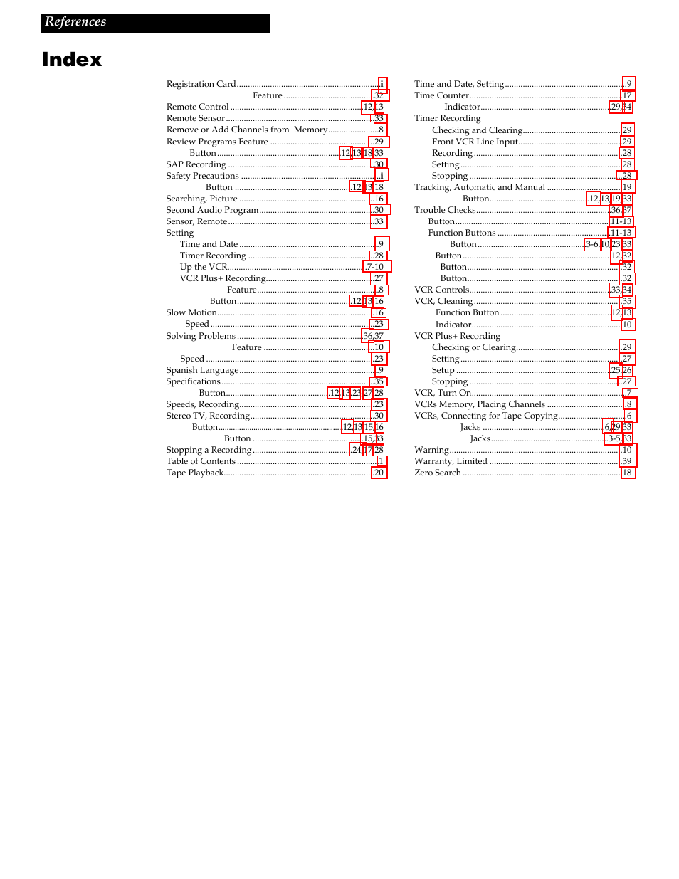 Index, 41 references | RCA VG4259 User Manual | Page 43 / 44