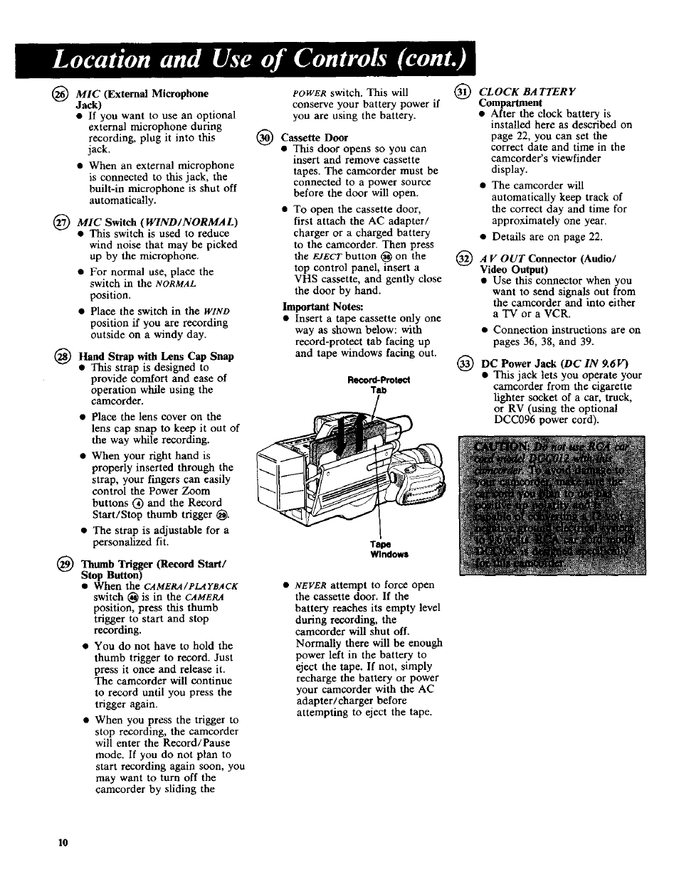 Location and use of controls (cont.) | RCA CC-285 User Manual | Page 12 / 50