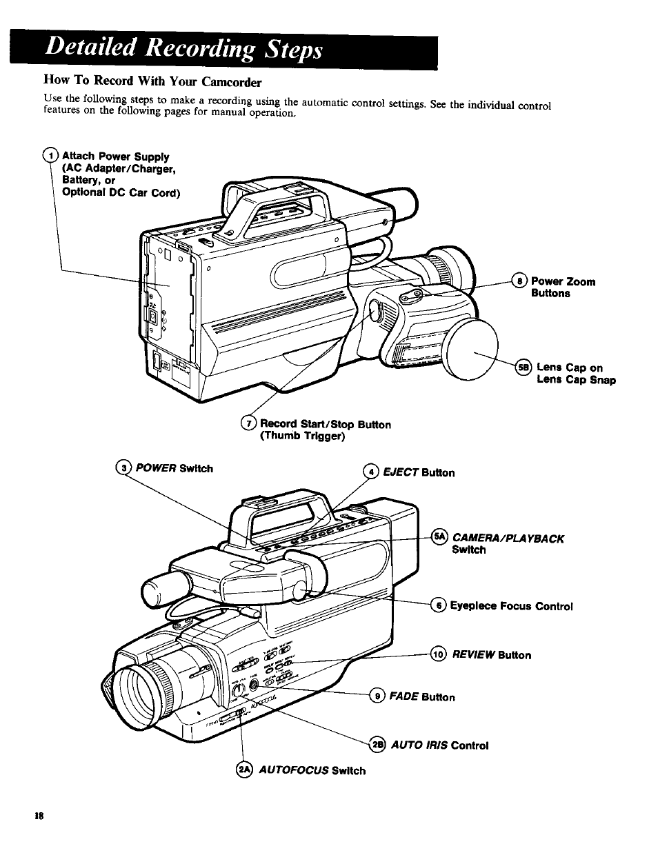 Detailed recording steps, How to record with your camcorder, Detailed recording steps -19 | RCA CC-285 User Manual | Page 20 / 50