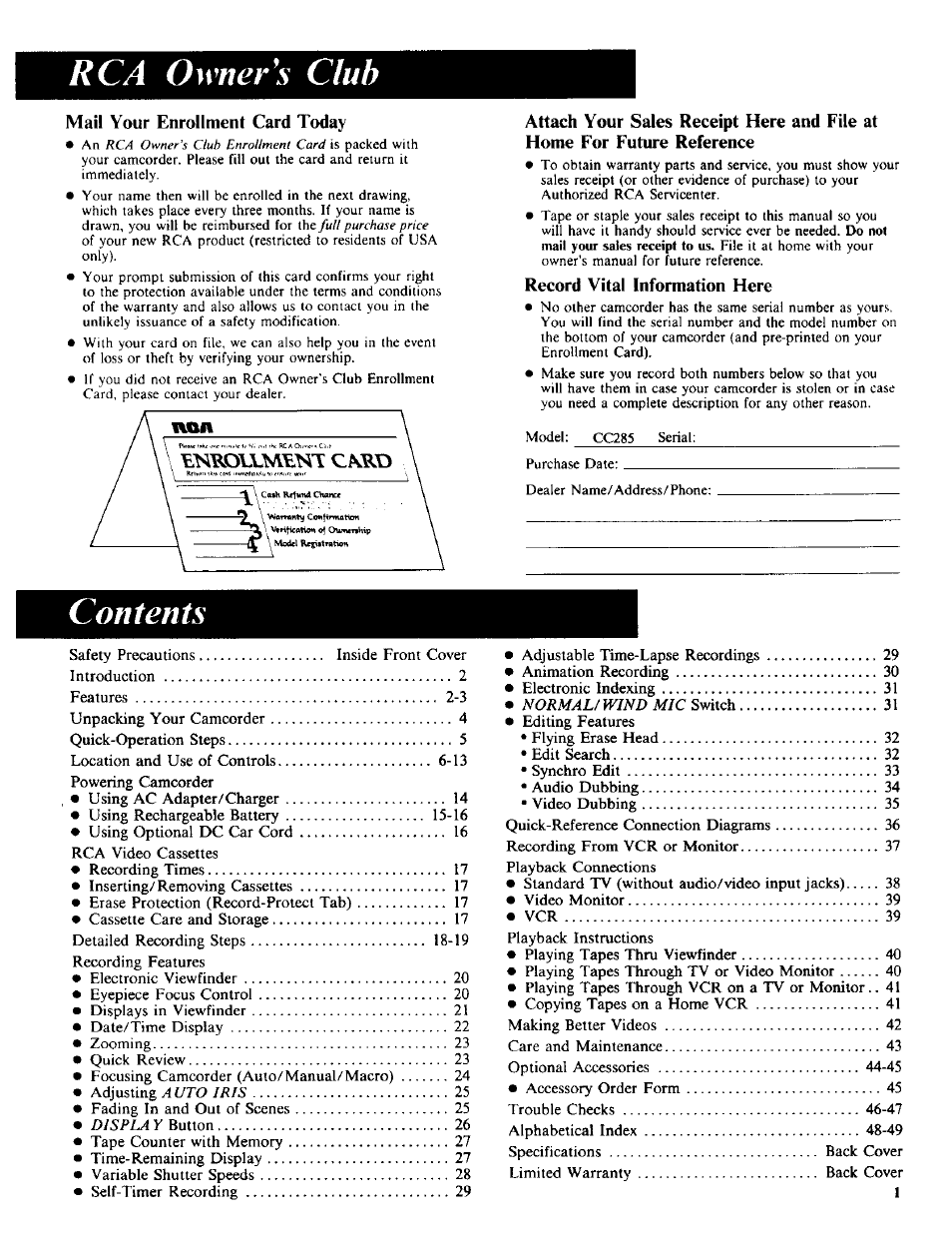 RCA CC-285 User Manual | Page 3 / 50