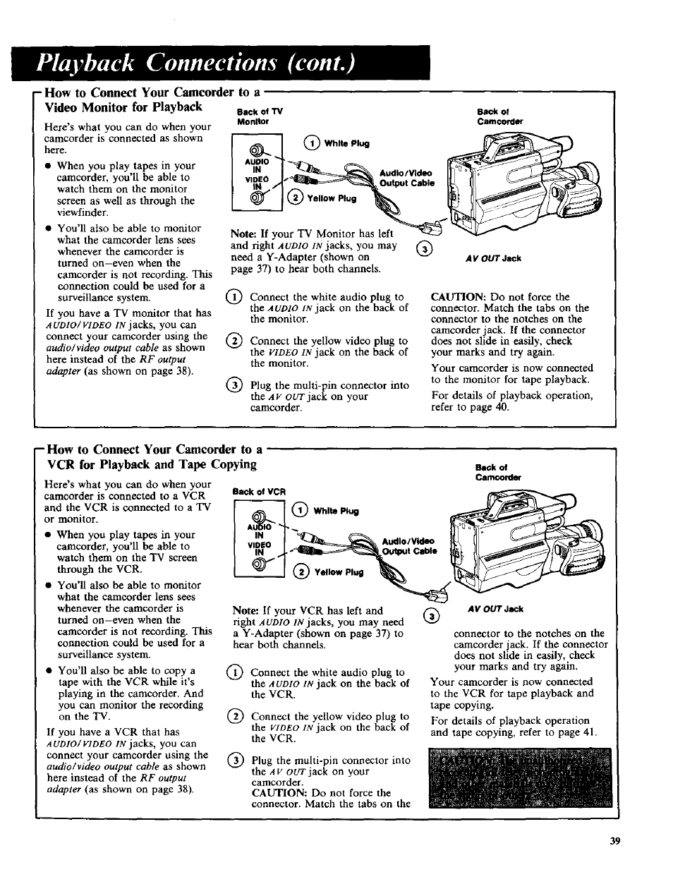 Playback connections (coni.) | RCA CC-285 User Manual | Page 41 / 50