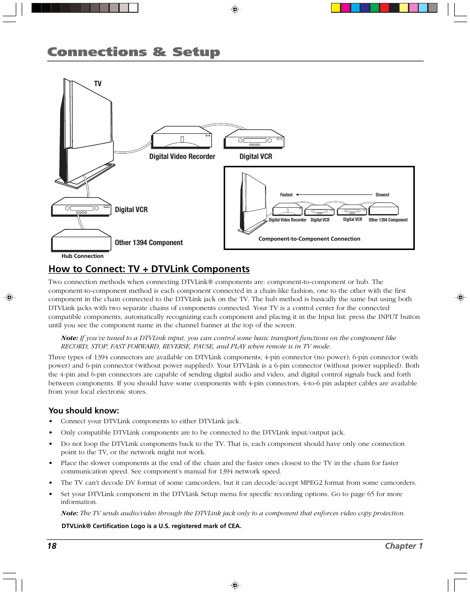 Connections & setup, How to connect: tv + dtvlink components | RCA DVR2080 User Manual | Page 20 / 100
