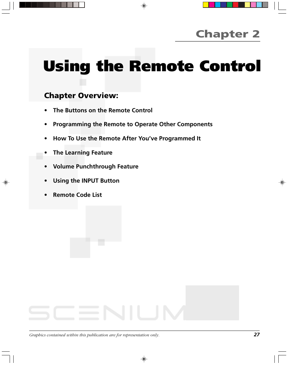 Using the remote control, Chapter 2, Chapter overview | RCA DVR2080 User Manual | Page 29 / 100