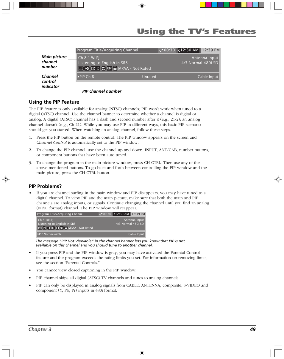 Using the tv’s features | RCA DVR2080 User Manual | Page 51 / 100