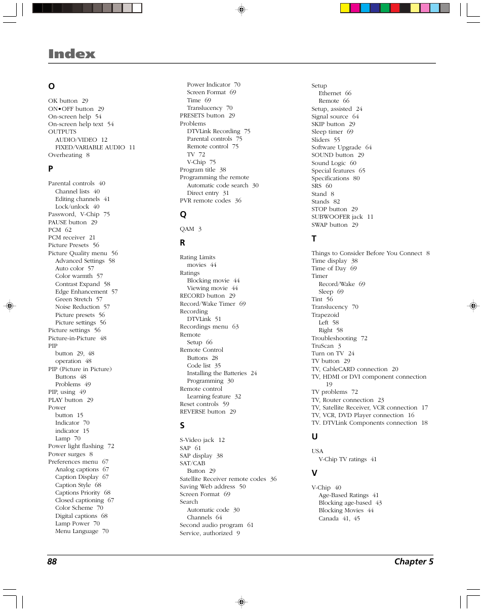Index | RCA DVR2080 User Manual | Page 90 / 100