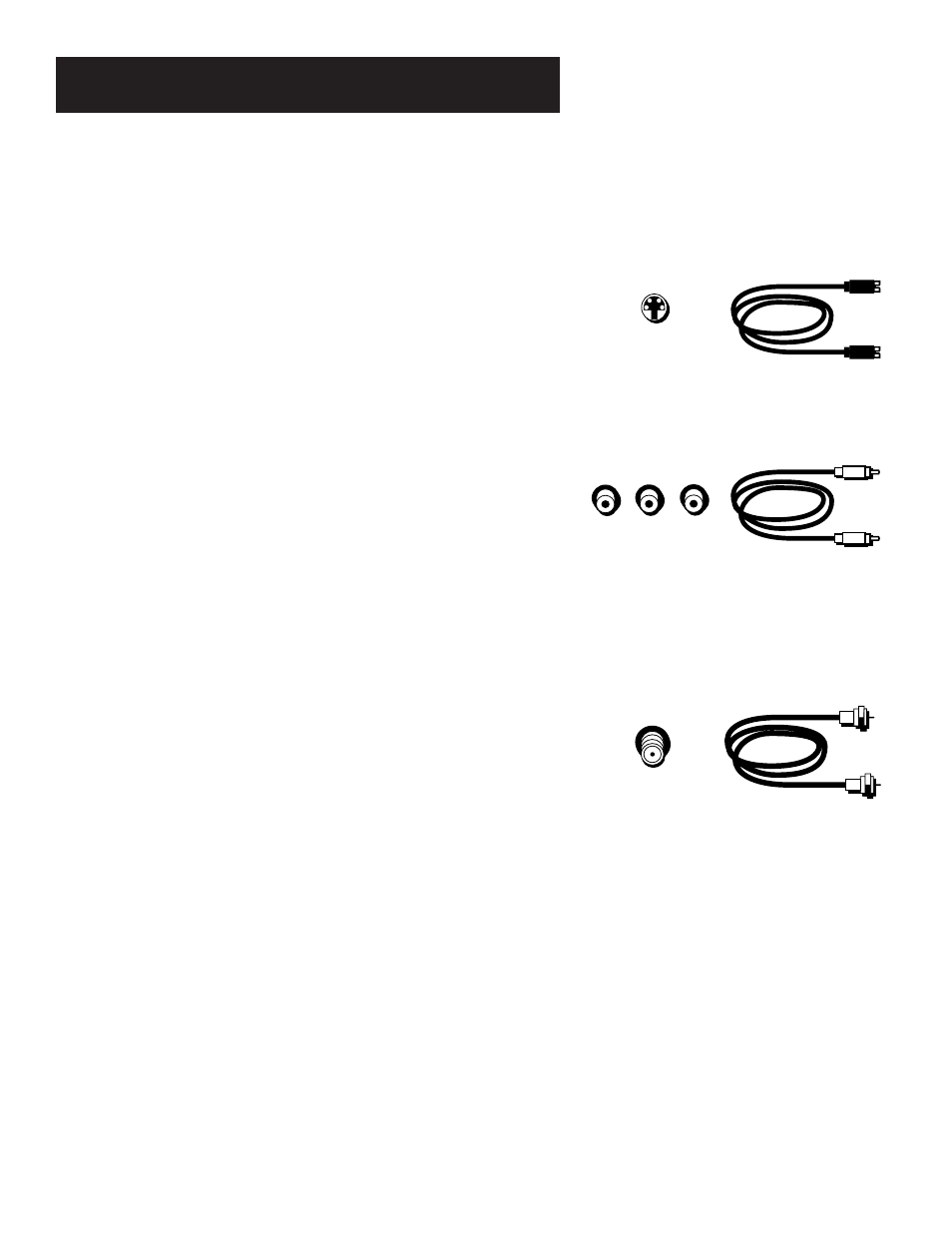 Jacks and cables, First things first, Jacks and cables s-video jack and cable | Audio/video jacks and cables (rca-type), Rf jacks and coaxial cables (f-type) | RCA DRD202RA User Manual | Page 11 / 72