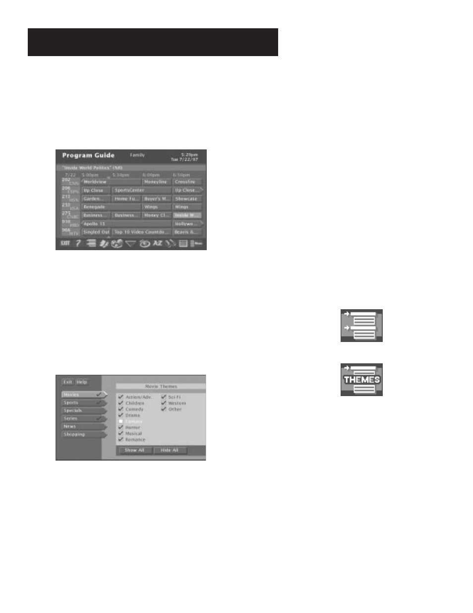 Sorting the guides, Program guides | RCA DRD202RA User Manual | Page 23 / 72