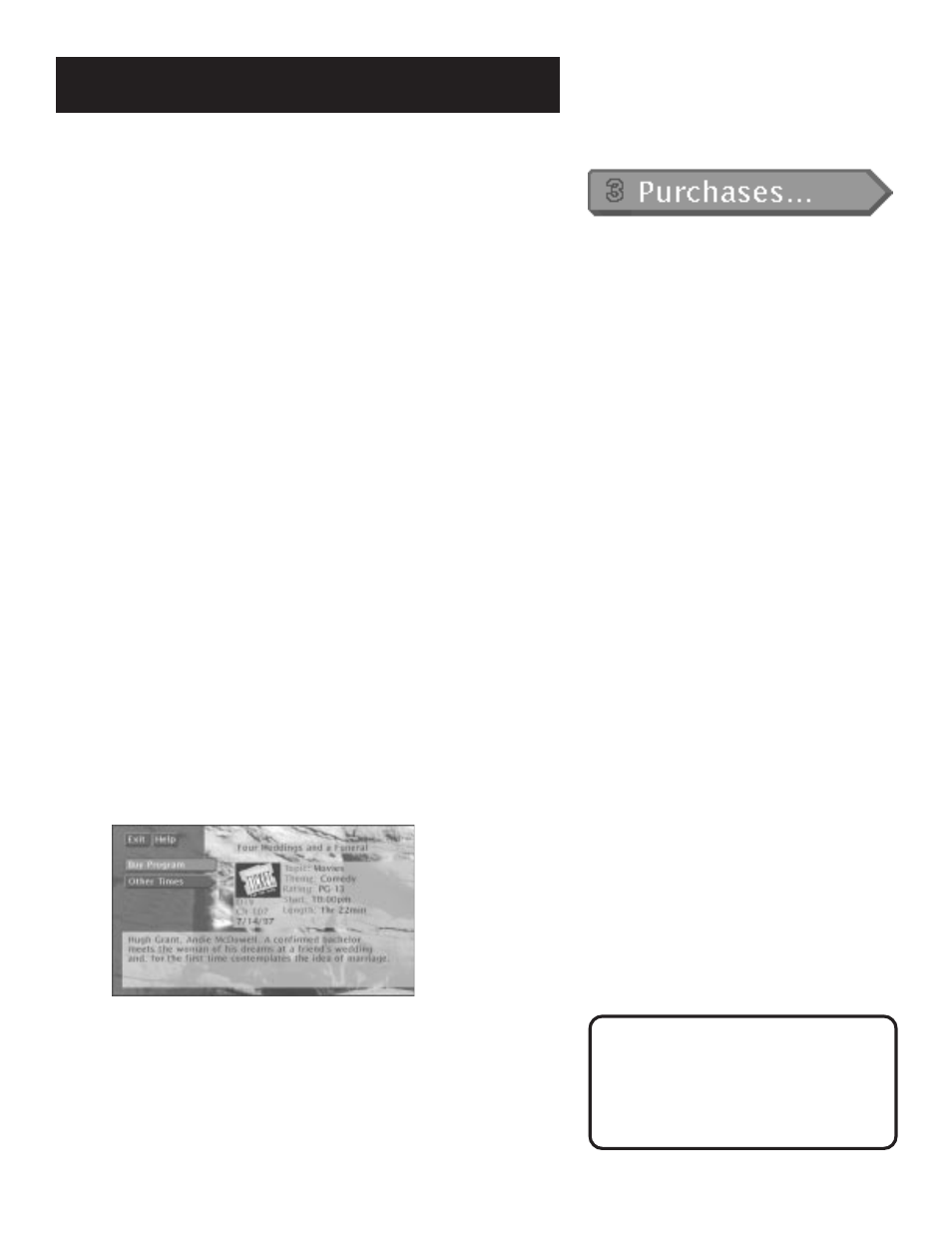 Pay-per-view programs, Purchasing and previewing, Tuning to a ppv program | The menu system, 32 pay-per-view programs | RCA DRD202RA User Manual | Page 34 / 72