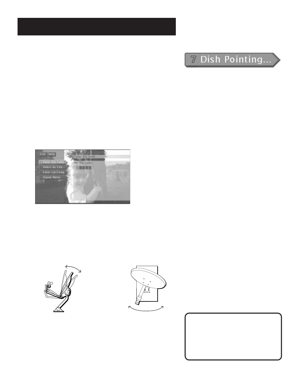 The dish pointing menu screen, The menu system, 46 the dish pointing menu screen | RCA DRD202RA User Manual | Page 48 / 72