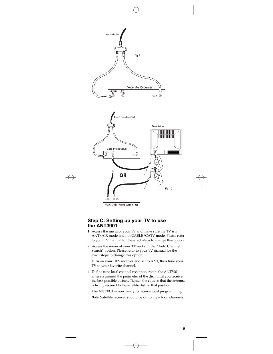 Step c: setting up your tv to use the ant3901 | RCA ANT3901 User Manual | Page 9 / 12