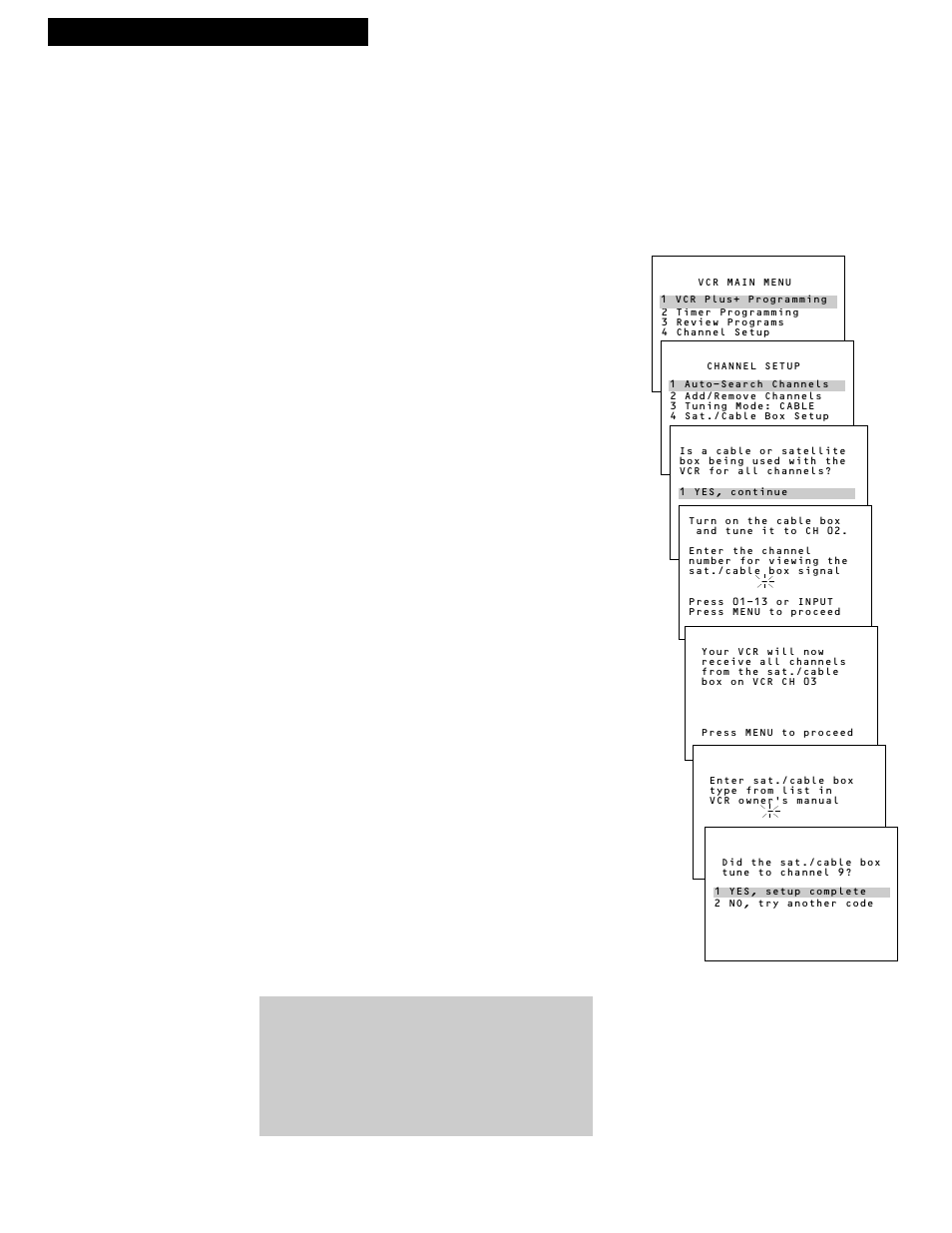 Recording while you’re away, 28 recording a program, Setting up the cable box or satellite receiver | RCA VR538 User Manual | Page 30 / 48