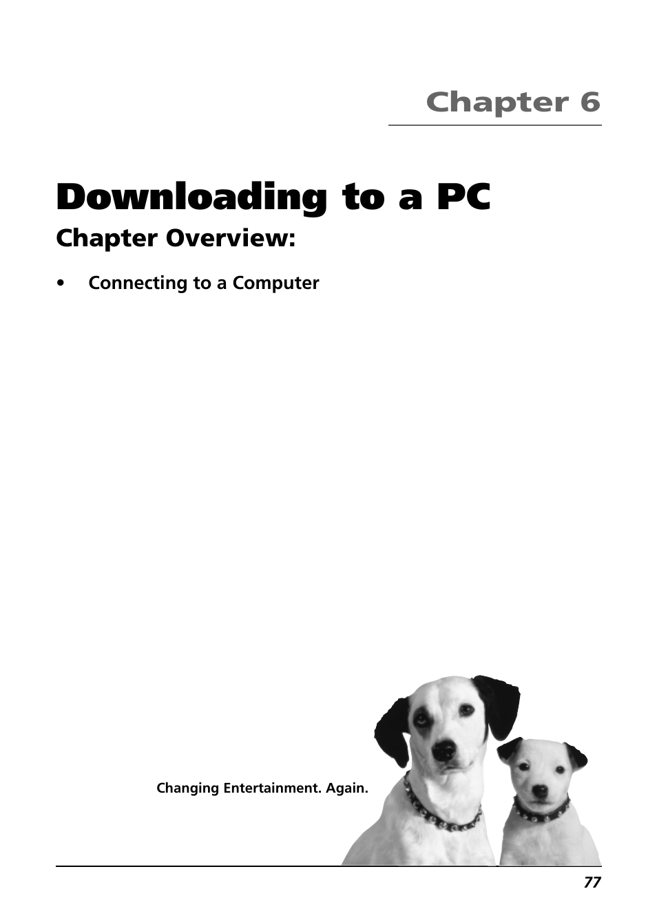 Downloading to a pc, Chapter 6, Chapter overview | RCA CC9360 User Manual | Page 79 / 108