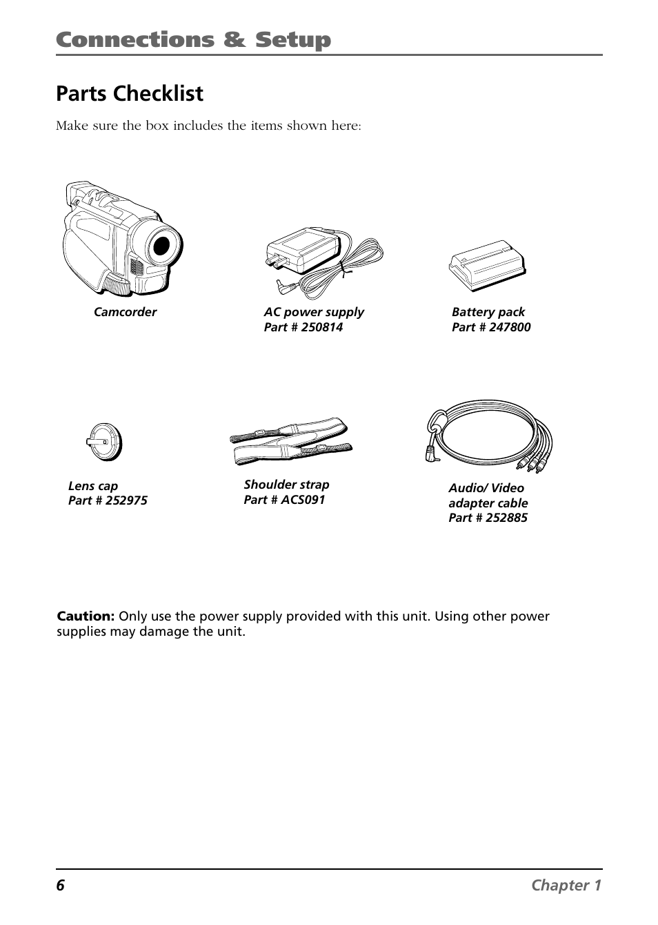 Connections & setup, Parts checklist | RCA CC9360 User Manual | Page 8 / 108