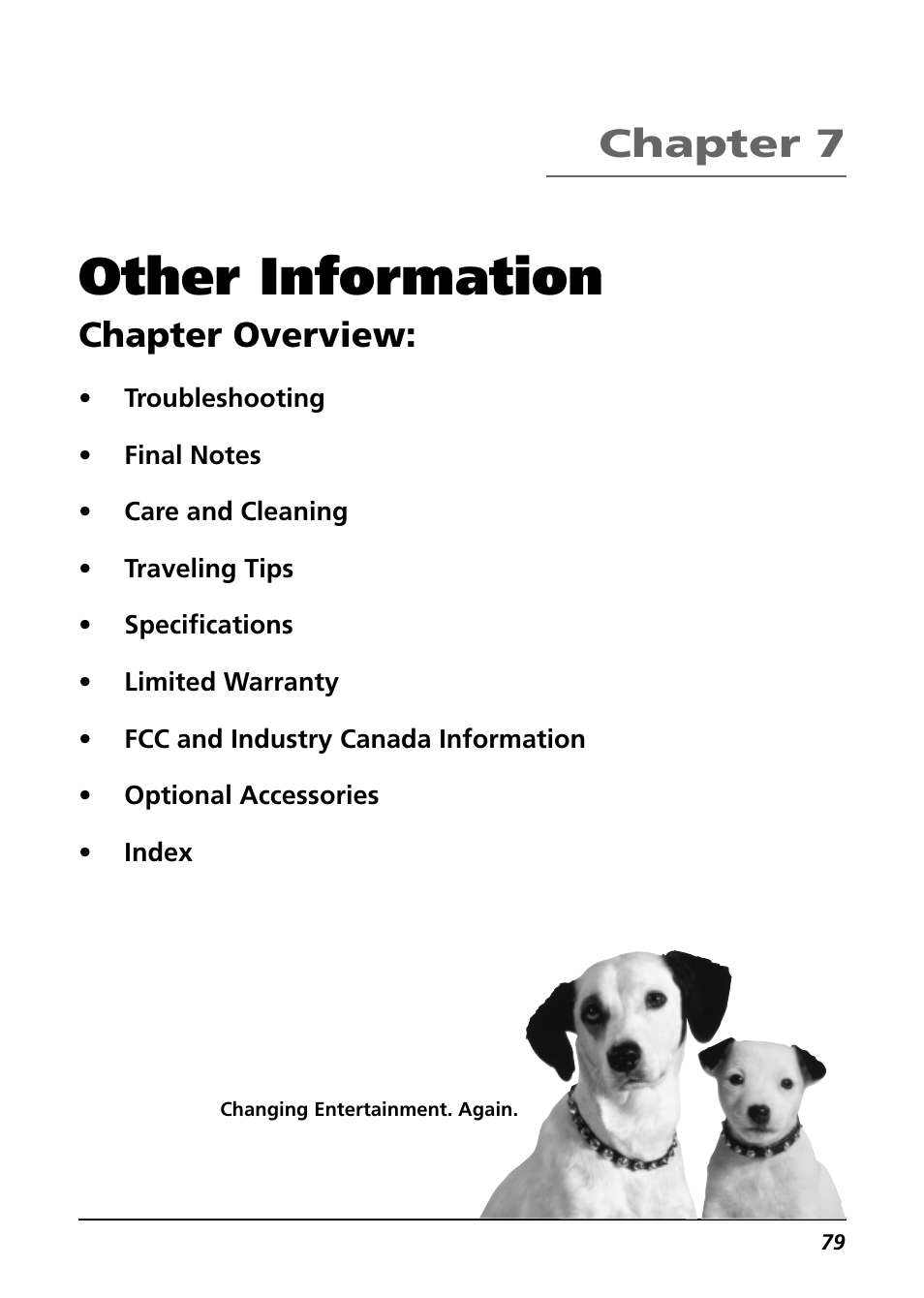 Other information, Chapter 7, Chapter overview | RCA CC9360 User Manual | Page 81 / 108