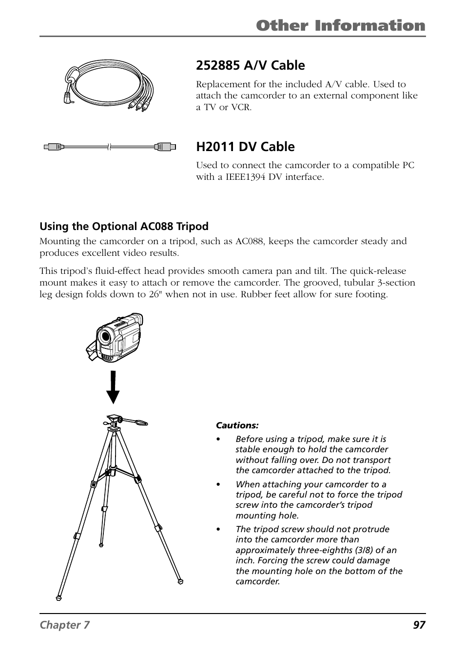 Other information, H2011 dv cable | RCA CC9360 User Manual | Page 99 / 108