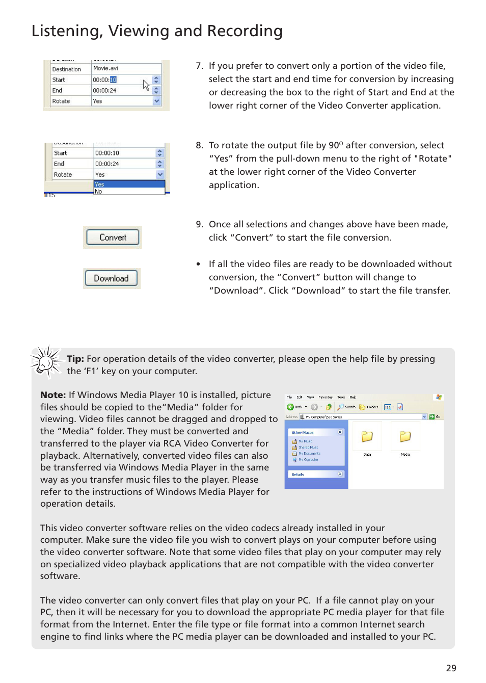 Listening, viewing and recording | RCA MC5104 User Manual | Page 29 / 45