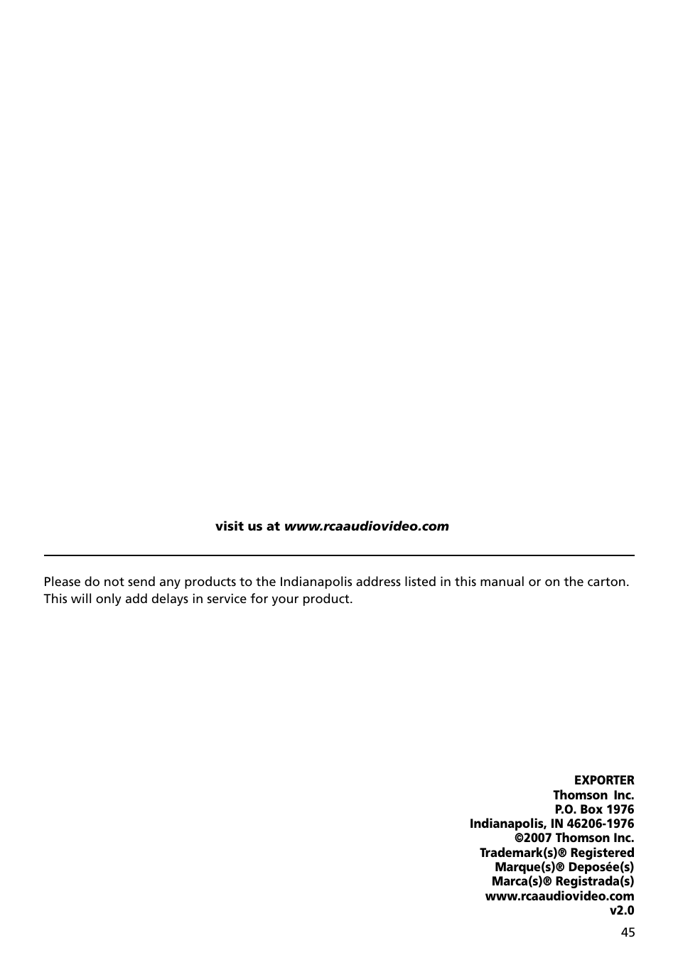 RCA MC5104 User Manual | Page 45 / 45