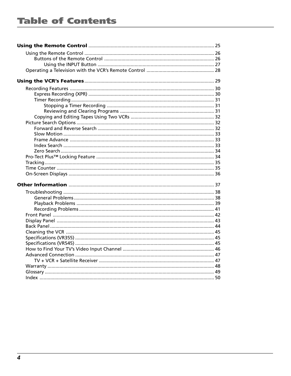 RCA VR355/VR545 User Manual | Page 6 / 56