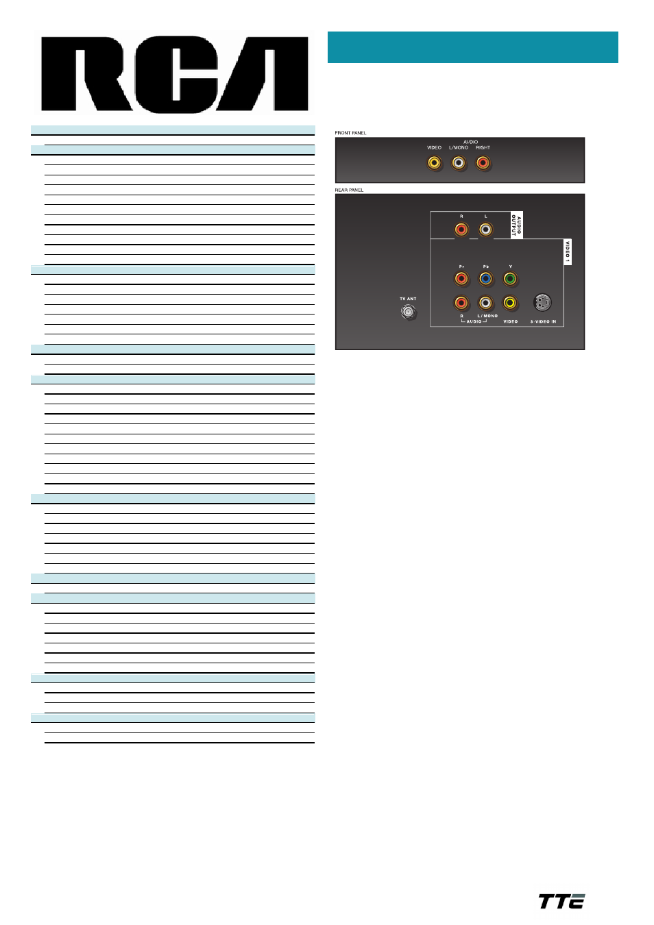 Technical specifications | RCA 35V432T User Manual | Page 2 / 2