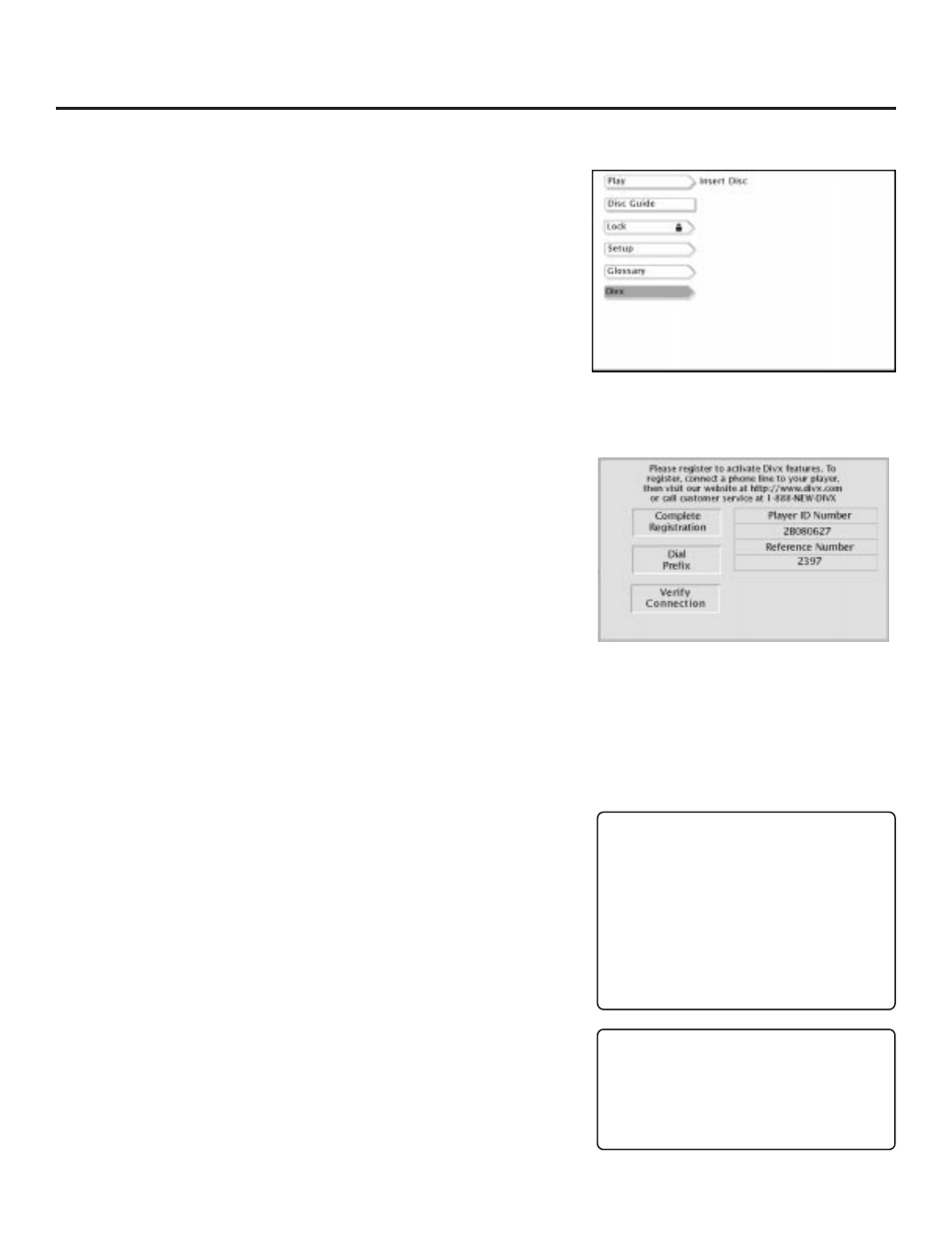 Register with divx, Setup and connections, What happens when my player connects to divx | RCA RC5231Z User Manual | Page 15 / 96