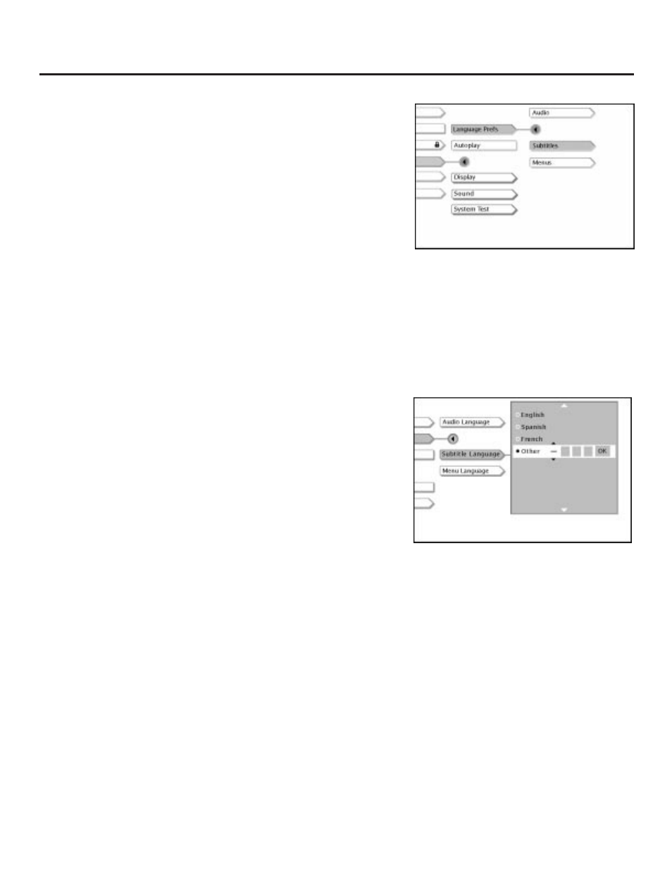 Changing the subtitle language preference, Using the features in the menu system | RCA RC5231Z User Manual | Page 58 / 96