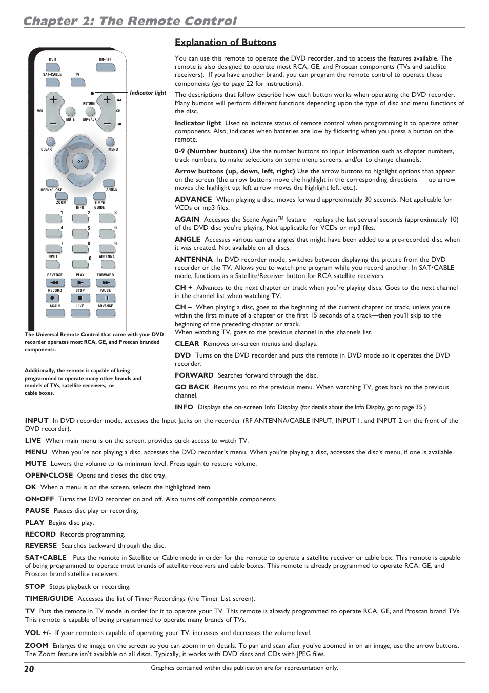 Chapter 2: the remote control, Explanation of buttons | RCA DRC8040N User Manual | Page 22 / 64