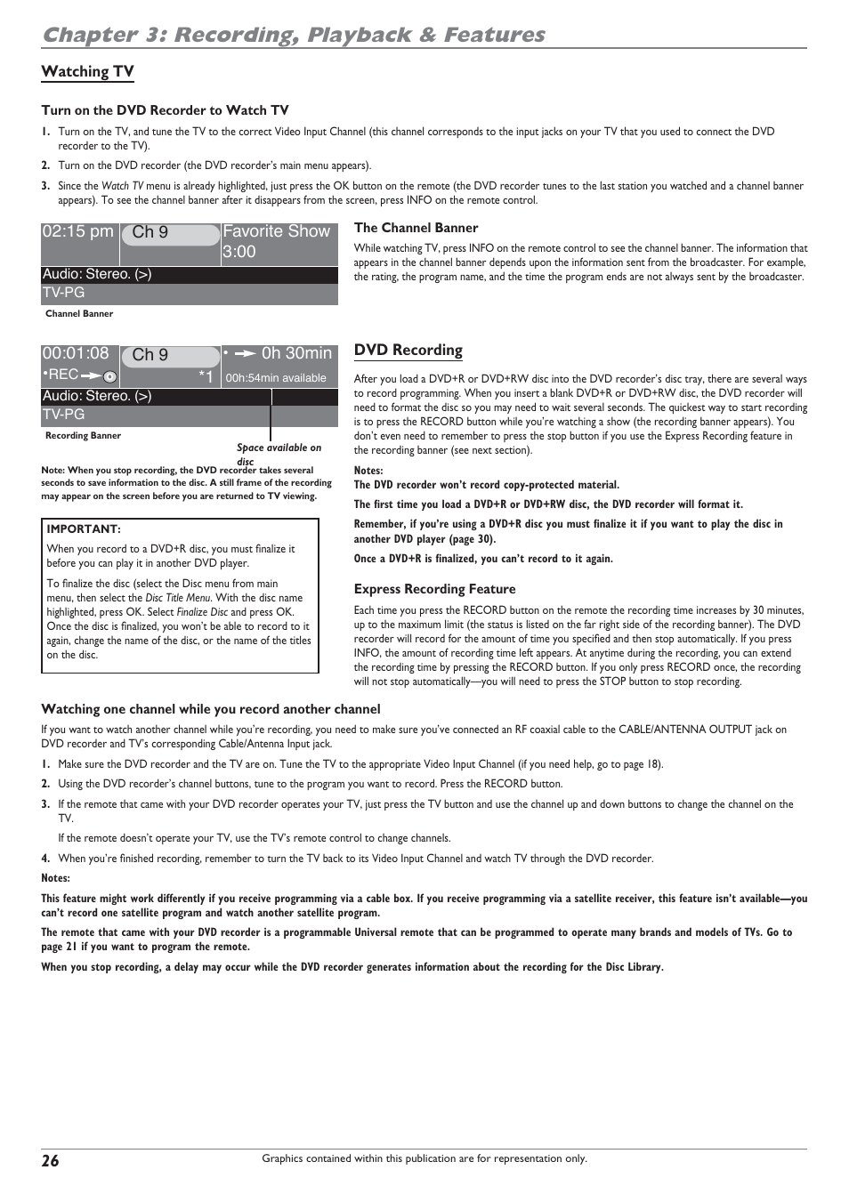 Chapter 3: recording, playback & features, Ch 9 • 0h 30min | RCA DRC8040N User Manual | Page 28 / 64