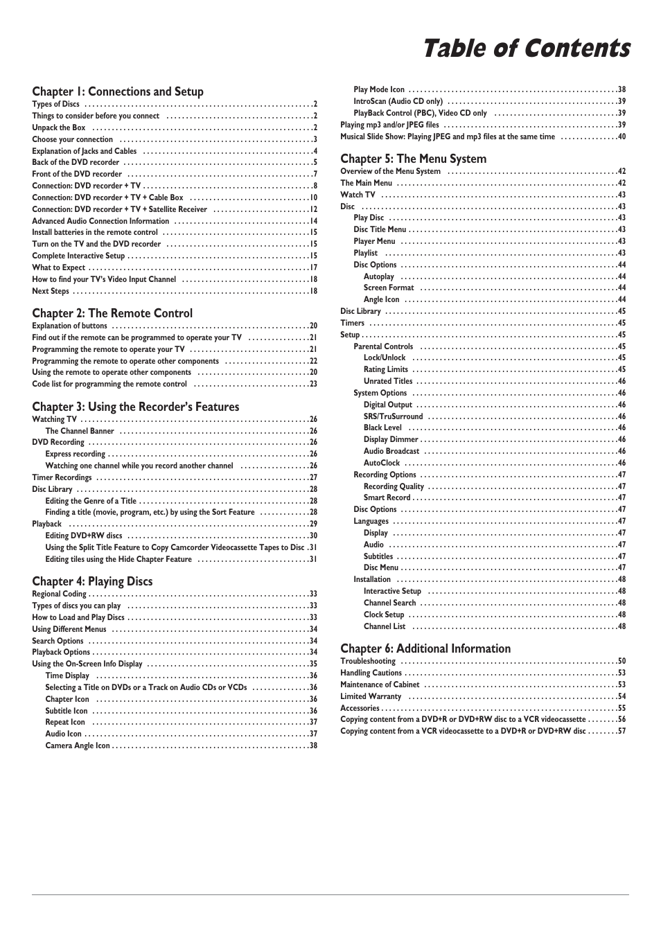 RCA DRC8040N User Manual | Page 3 / 64