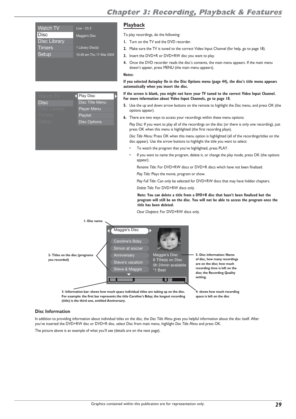 Chapter 3: recording, playback & features, Playback | RCA DRC8040N User Manual | Page 31 / 64