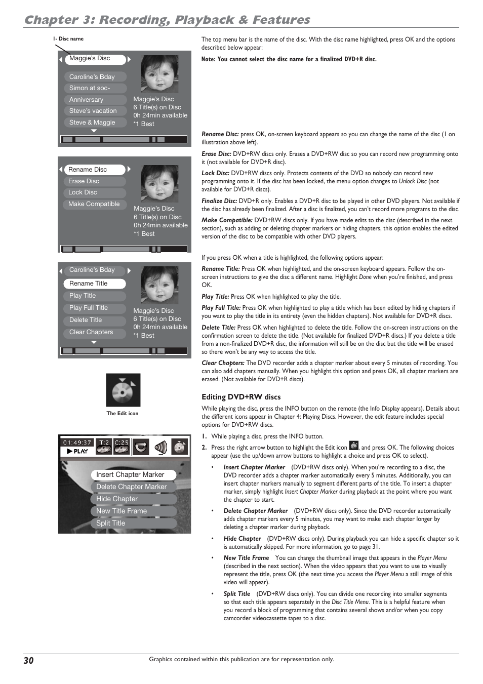 Chapter 3: recording, playback & features | RCA DRC8040N User Manual | Page 32 / 64