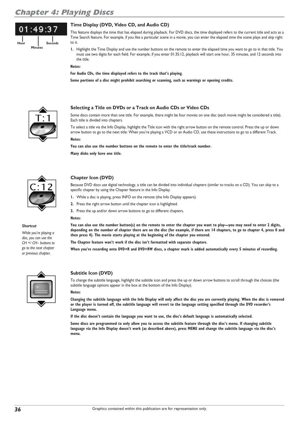 Chapter 4: playing discs | RCA DRC8040N User Manual | Page 38 / 64