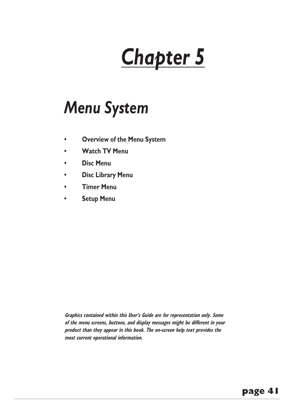 Chapter 5, Menu system | RCA DRC8040N User Manual | Page 43 / 64