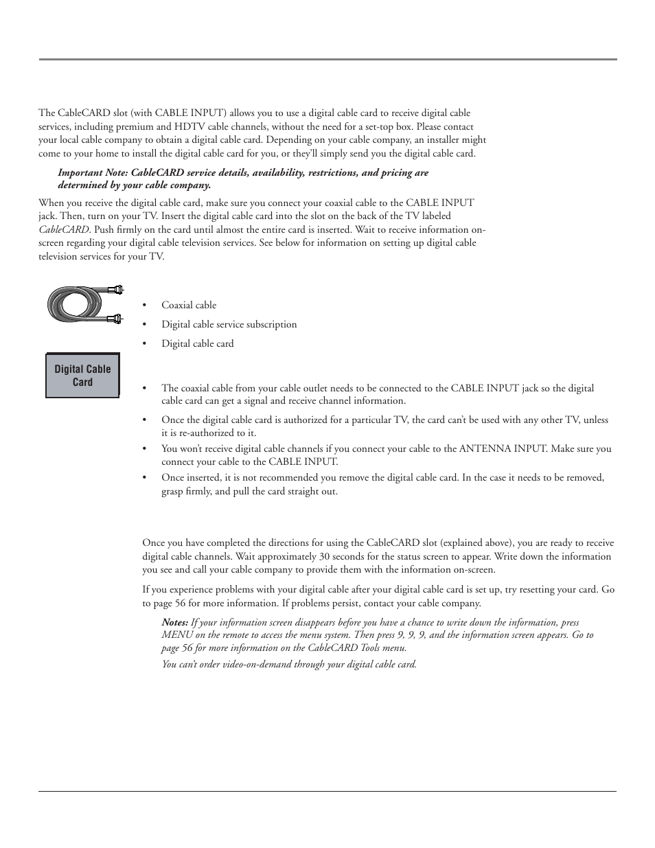 Connections & setup, Using the cablecard slot, Setting up digital cable television service | RCA HDLP50 User Manual | Page 12 / 80