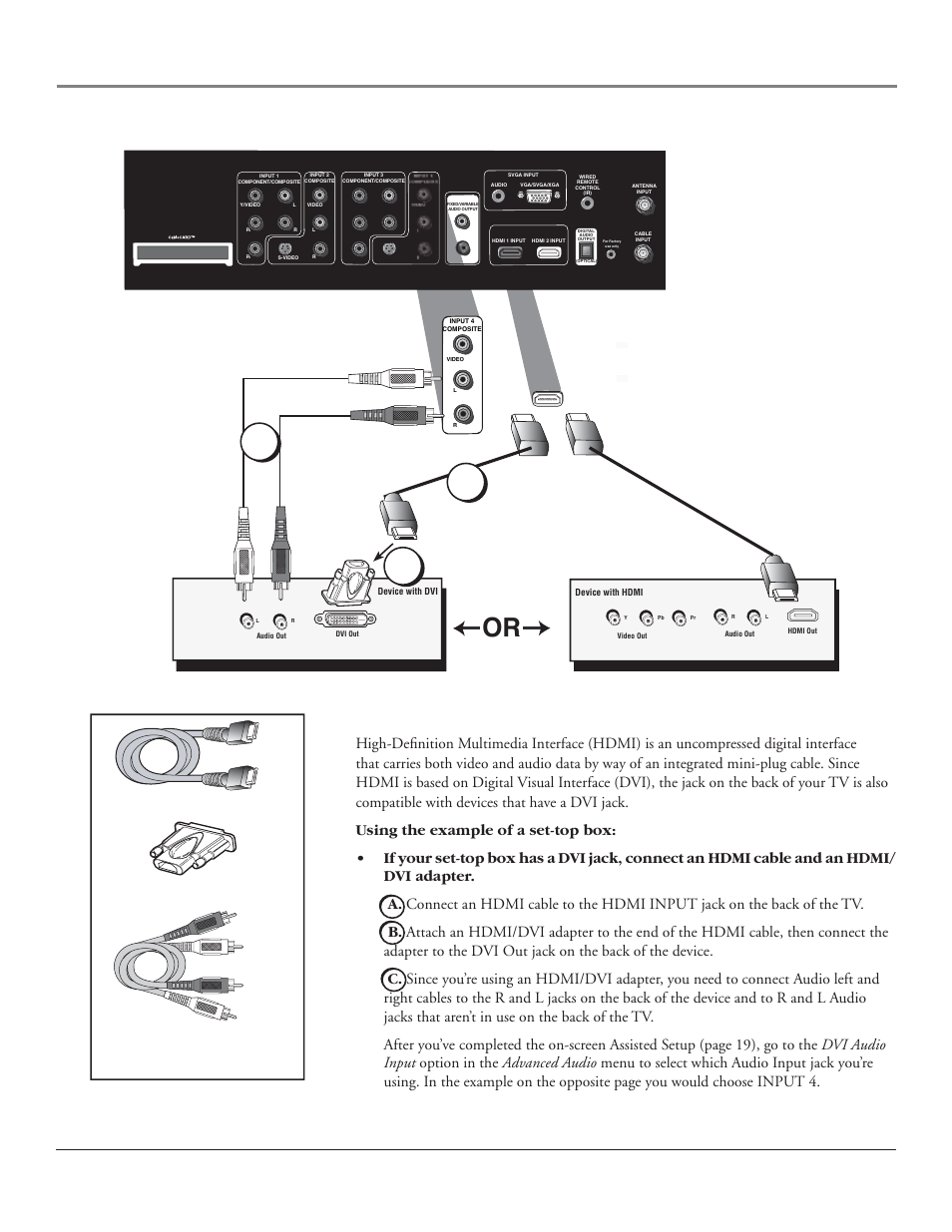 Connections & setup, Hdmi connection, 16 chapter 1 | Connecting the device, Hdmi cable | RCA HDLP50 User Manual | Page 18 / 80